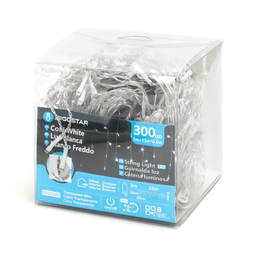 Aigostar - LED Dekoratyvinė lauko girlianda 75xLED/6W/230V 15x0,6m IP44 šalta balta