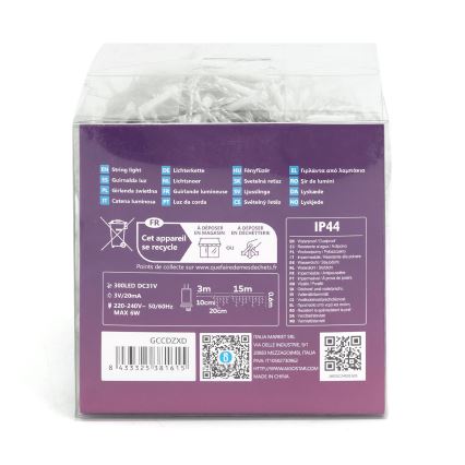 Aigostar - LED Dekoratyvinė lauko girlianda 75xLED/6W/230V 15x0,6m IP44 šalta balta