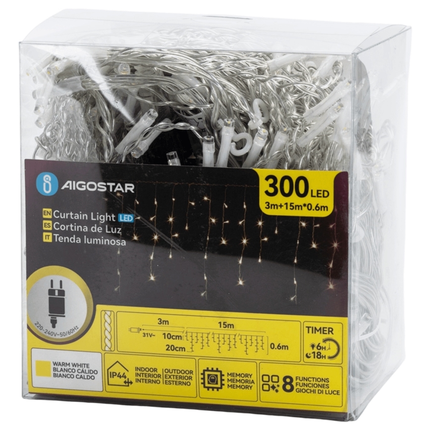 Aigostar - LED Dekoratyvinė lauko girlianda 75xLED/6W/230V 15x0,6m IP44 šilta balta