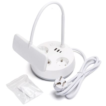Aigostar - LED Dimeruojama stalinė lempa su lizdais ir USB LED/4,6W/230V 3000/4000/6500K balta