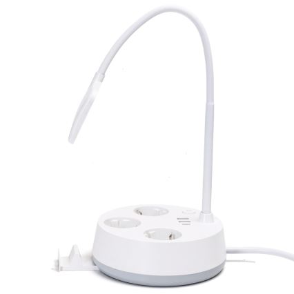 Aigostar - LED Dimeruojama stalinė lempa su lizdais ir USB LED/4,6W/230V 3000/4000/6500K balta