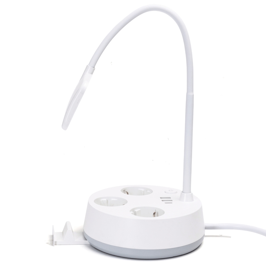 Aigostar - LED Dimeruojama stalinė lempa su lizdais ir USB LED/4,6W/230V 3000/4000/6500K balta