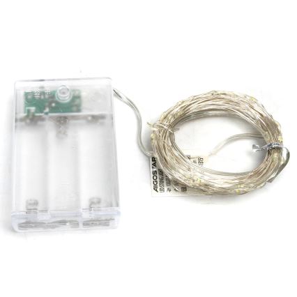 Aigostar - LED girlianda 100xLED/3xAA 10,3m šaltai balta