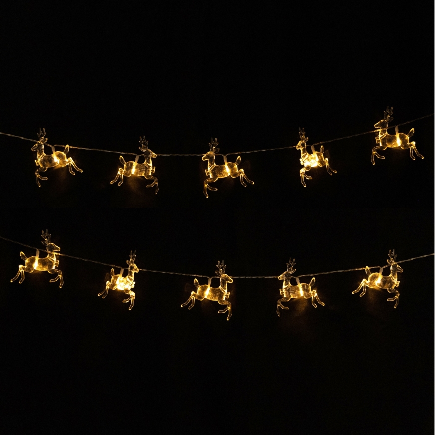 Aigostar - LED girlianda 10xLED/3xAA 1,5m šilta balta elniukai