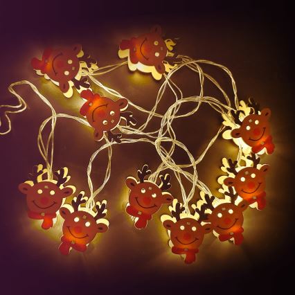 Aigostar - LED girlianda 10xLED/3xAA 1,5m šiltai balta elnias