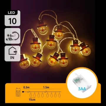 Aigostar - LED  girlianda 10xLED/3xAA 1,5m šiltai balta sniego senis