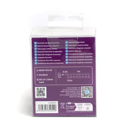 Aigostar - LED girlianda 20xLED/3xAA 3,3m žvaigždės