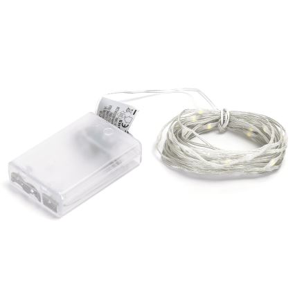 Aigostar - LED girlianda 50xLED/3xAA 5,3 m šaltai balta