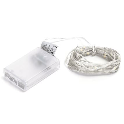 Aigostar - LED  girlianda 50xLED/3xAA 5,3m šiltai balta