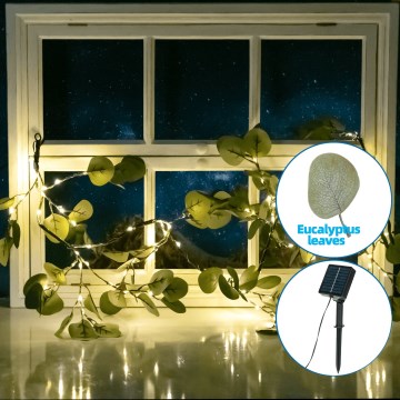 Aigostar - LED grandinė, įkraunama saulės šviesa 110xLED/4m IP65 šilta balta eukaliptas