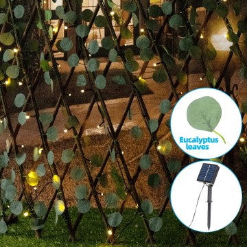 Aigostar - LED grandinė, įkraunama saulės šviesa 148xLED/2x1,2m IP65 šilta balta eukaliptas
