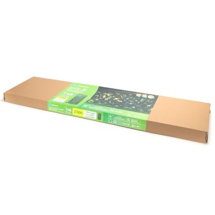 Aigostar - LED grandinė, įkraunama saulės šviesa 148xLED/2x1,2m IP65 300 mAh šilta balta eukaliptas