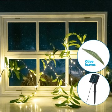 Aigostar - LED grandinė, įkraunama saulės šviesa 60xLED/4m IP65 šilta balta alyvmedis