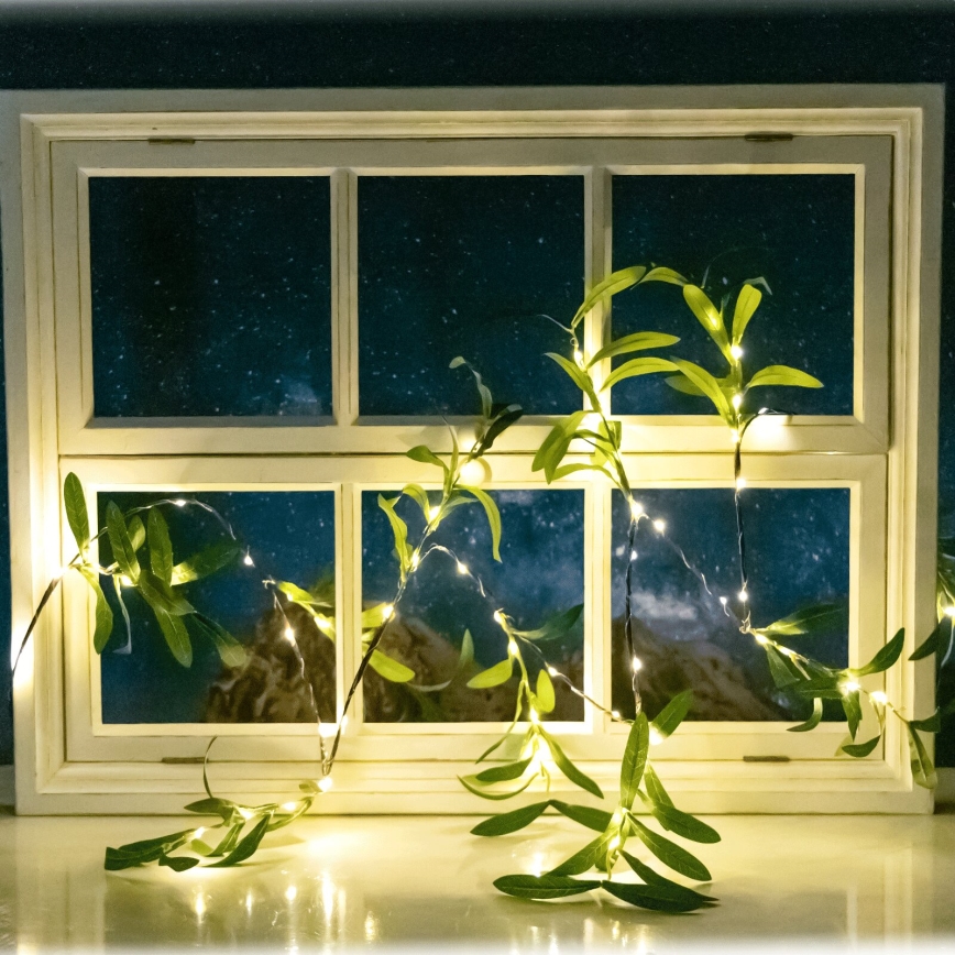 Aigostar - LED grandinė, įkraunama saulės šviesa 60xLED/4m IP65 šilta balta alyvmedis