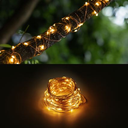 Aigostar - LED igostar - LED Saulės energijos grandinė  LED/8 funkcijos 12m IP65 šilta balta