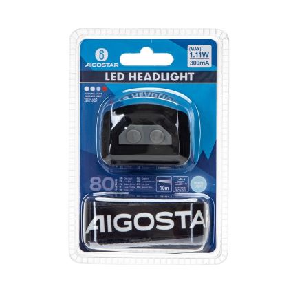 Aigostar - LED Įkraunamas šviesos reguliavimas headlamp ir senzorem LED/1,11W/3,7V