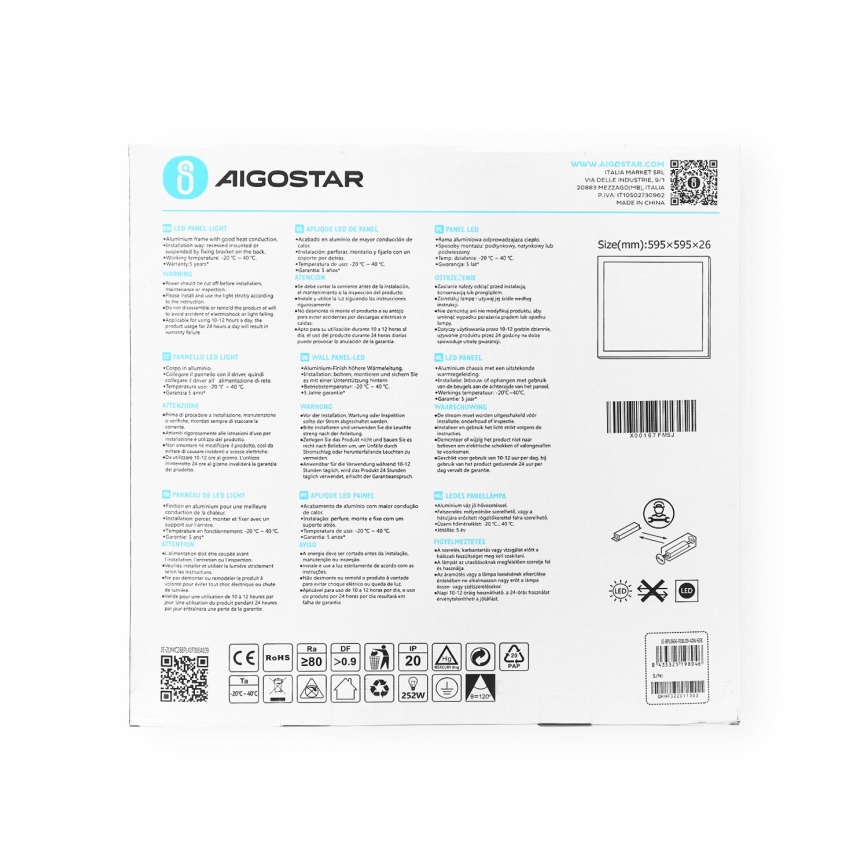 Aigostar - LED įleidžiama lubų panelė LED/40W/230V 6500K 60x60cm balta