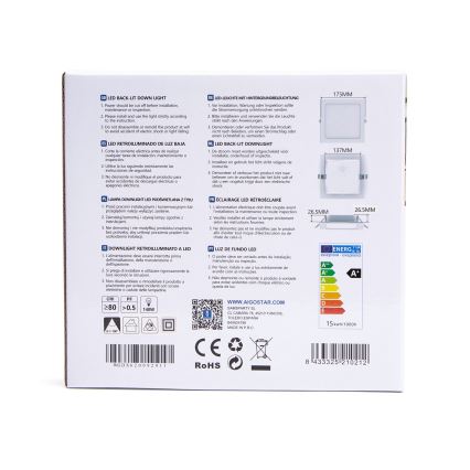 Aigostar - LED įleidžiamas lubinis šviestuvas LED/15W/230V 17,5x17,5 cm 3000K balta