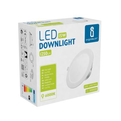 Aigostar - LED įleidžiamas lubinis vonios šviestuvas LED/15W/230V 6000K IP44 diametras 14,5 cm balta