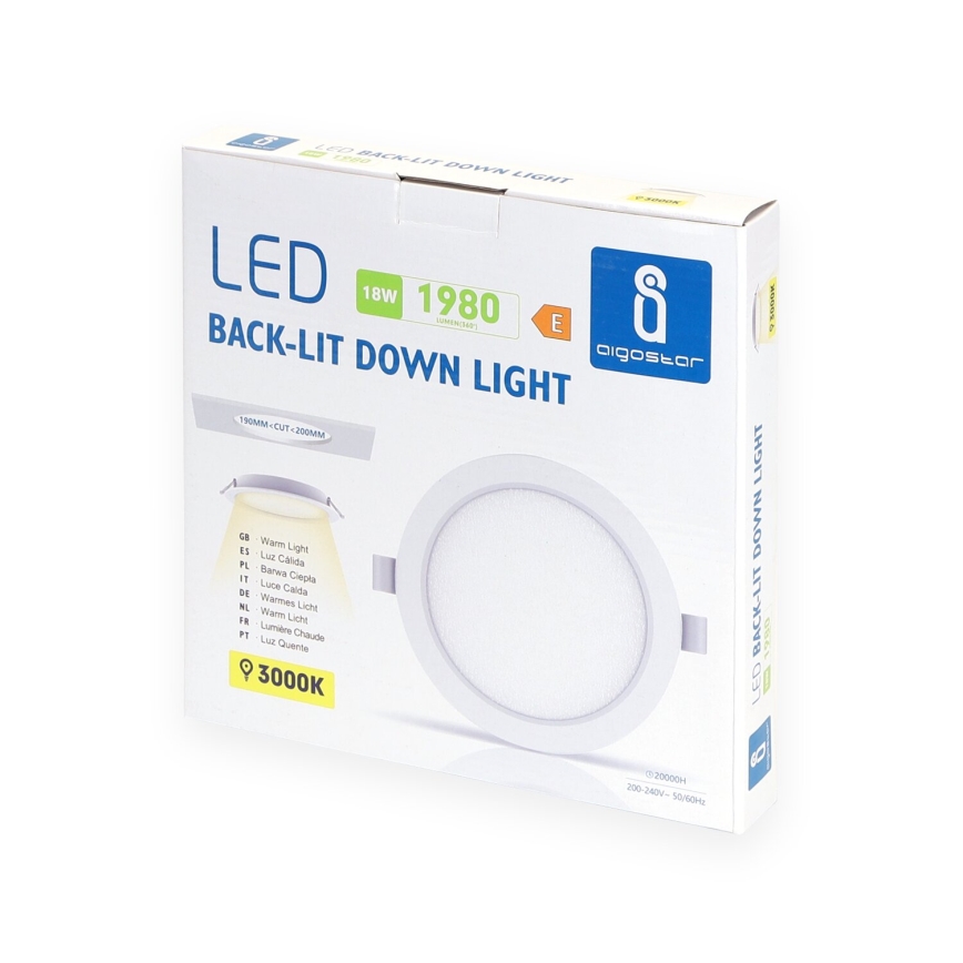 Aigostar - LED įleidžiamas lubinis šviestuvas LED/18W/230V 3000K diametras 27,5 cm balta