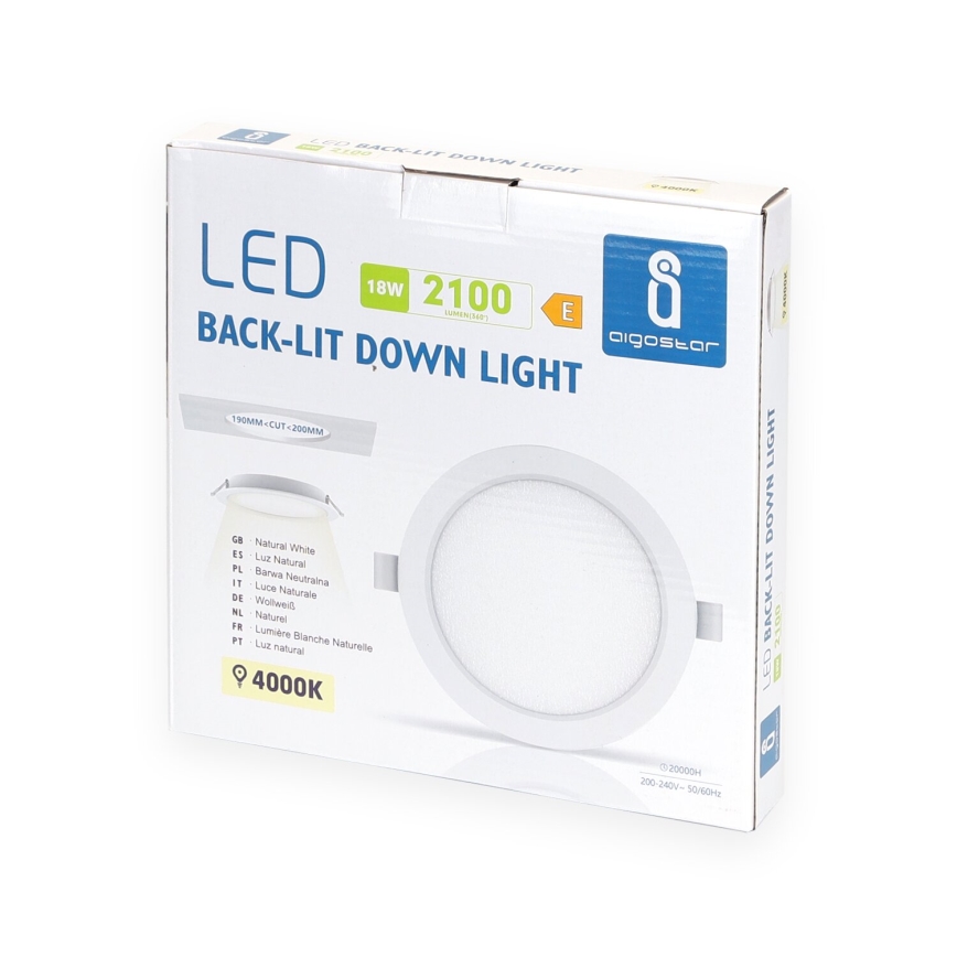 Aigostar - LED įleidžiamas lubinis šviestuvas LED/18W/230V 4000K diametras 22 cm balta