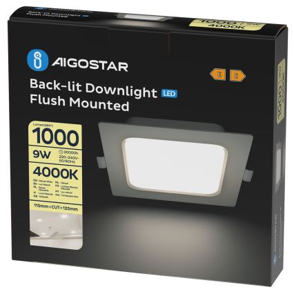 Aigostar - LED įleidžiamas lubinis šviestuvas LED/9W/230V 4000K 14,5x14,5 cm baltas