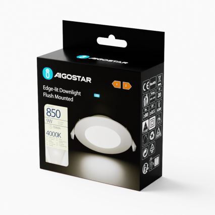 Aigostar - LED įleidžiamas lubinis šviestuvas ULTRATHIN LED/9W/230V 4000K balta