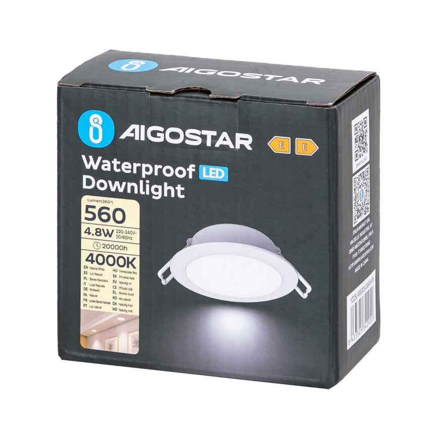 Aigostar - LED įleidžiamas lubinis vonios šviestuvas LED/4,8W/230V 4000K balta IP65