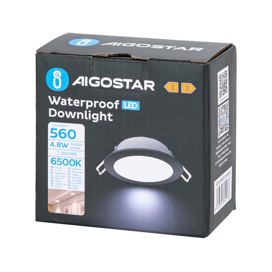 Aigostar - LED įleidžiamas lubinis vonios šviestuvas LED/4,8W/230V 6500K juoda IP65