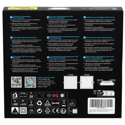 Aigostar - LED įleidžiamas šviestuvas LED/12W/230V 3000K 17,5x17,5 cm baltas