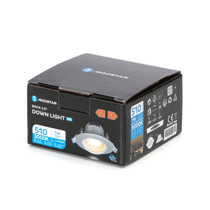 Aigostar - LED įleidžiamas šviestuvas LED/7W/230V 3000K skersmuo 8,5 cm, šiltai balta