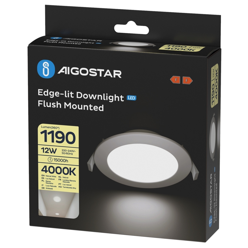 Aigostar - LED įleidžiamasis lubų šviestuvas LED/12W/230V 4000K Ø 17 cm baltas