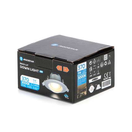 Aigostar - LED įleidžiamasis šviestuvas LED/5W/230V 3000K skersmuo 8,5 cm balta