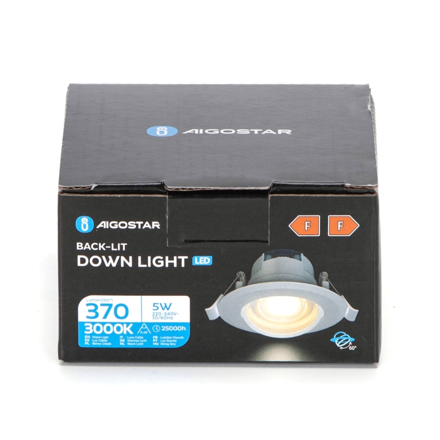 Aigostar - LED įleidžiamasis šviestuvas LED/5W/230V 3000K skersmuo 8,5 cm balta