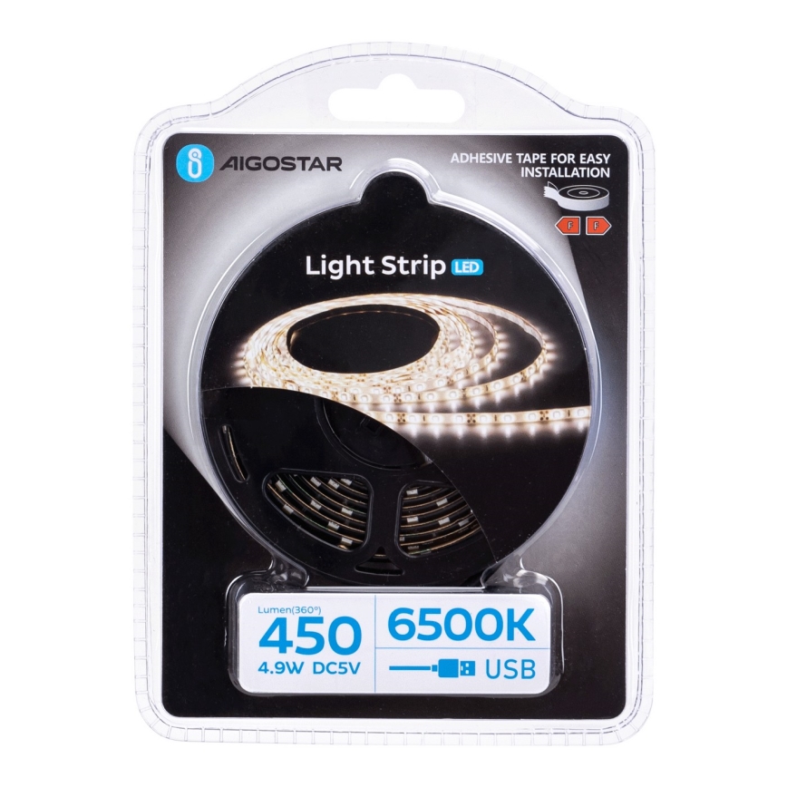 Aigostar - LED juosta 2m LED/4,9W/5V 6500K IP65 juoda