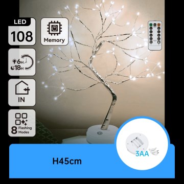 Aigostar - LED Kalėdinė dekoracija 108xLED/3xAA/8 funkcijų 45 cm šaltai balta