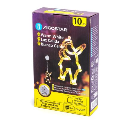 Aigostar - LED Kalėdinė dekoracija 10xLED/3xAAA Kalėdų senelis 20 cm