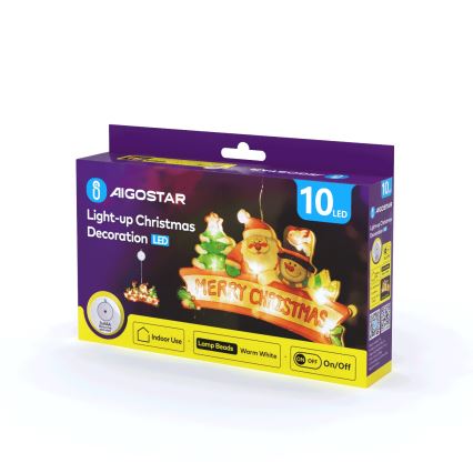 Aigostar - LED kalėdinė dekoracija 10xLED/3xAAA linksmų kalėdų 13 cm