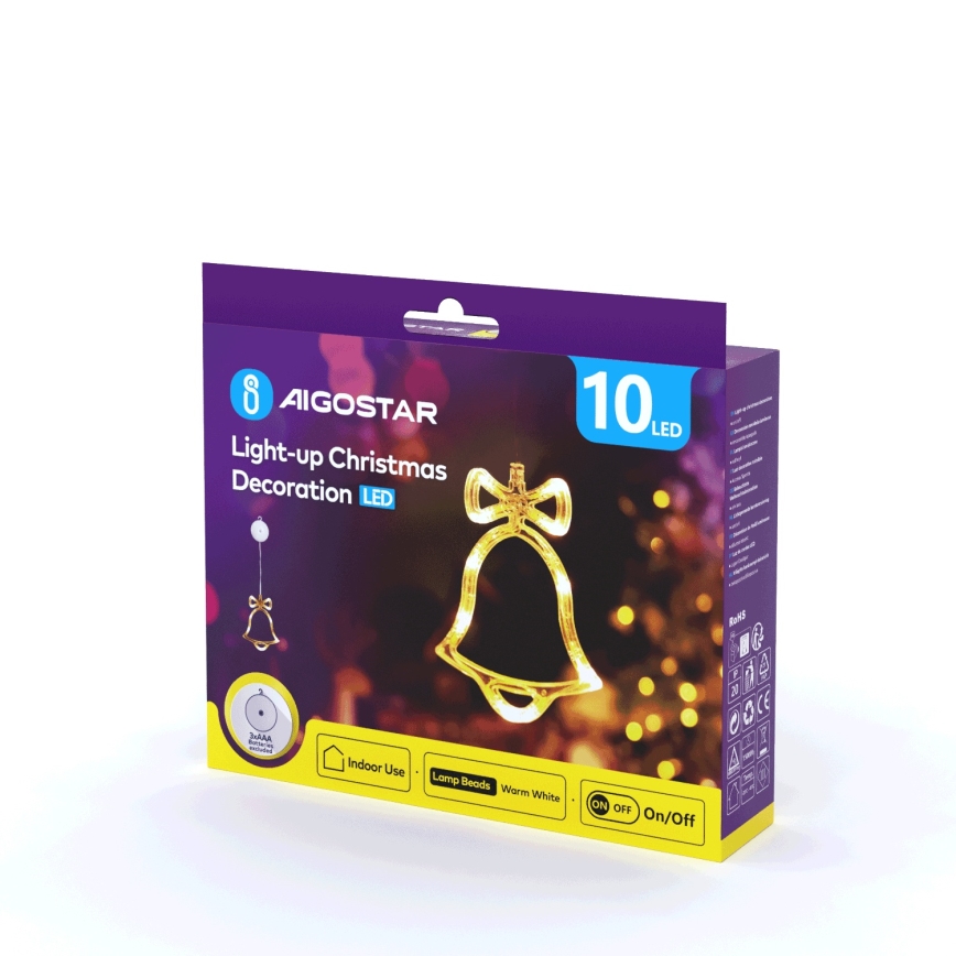 Aigostar - LED kalėdinė dekoracija LED/3xAAA bell 18cm