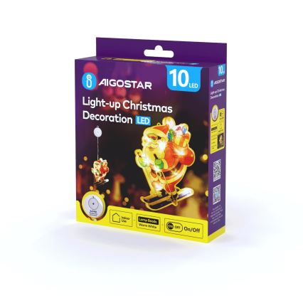 Aigostar - LED kalėdinė dekoracija LED/3xAAA Kalėdų Senelis ant slidžių 23cm