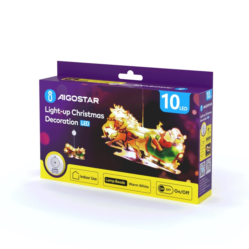 Aigostar - LED kalėdinė dekoracija LED/3xAAA Kalėdų Senelis su šiaurės elniais 13,4cm