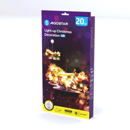 Aigostar - LED kalėdinė dekoracija LED/3xAAA Kalėdų Senelis su šiaurės elniais 23cm