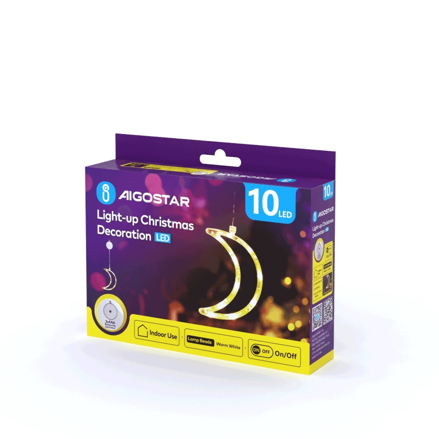Aigostar - LED kalėdinė dekoracija LED/3xAAA mėnulis 18,5cm