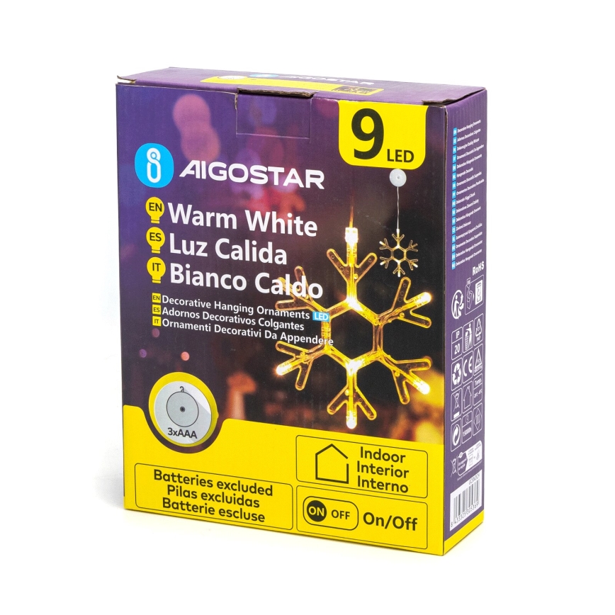 Aigostar - LED kalėdinė dekoracija LED/3xAAA šilta balta snaigė 19cm