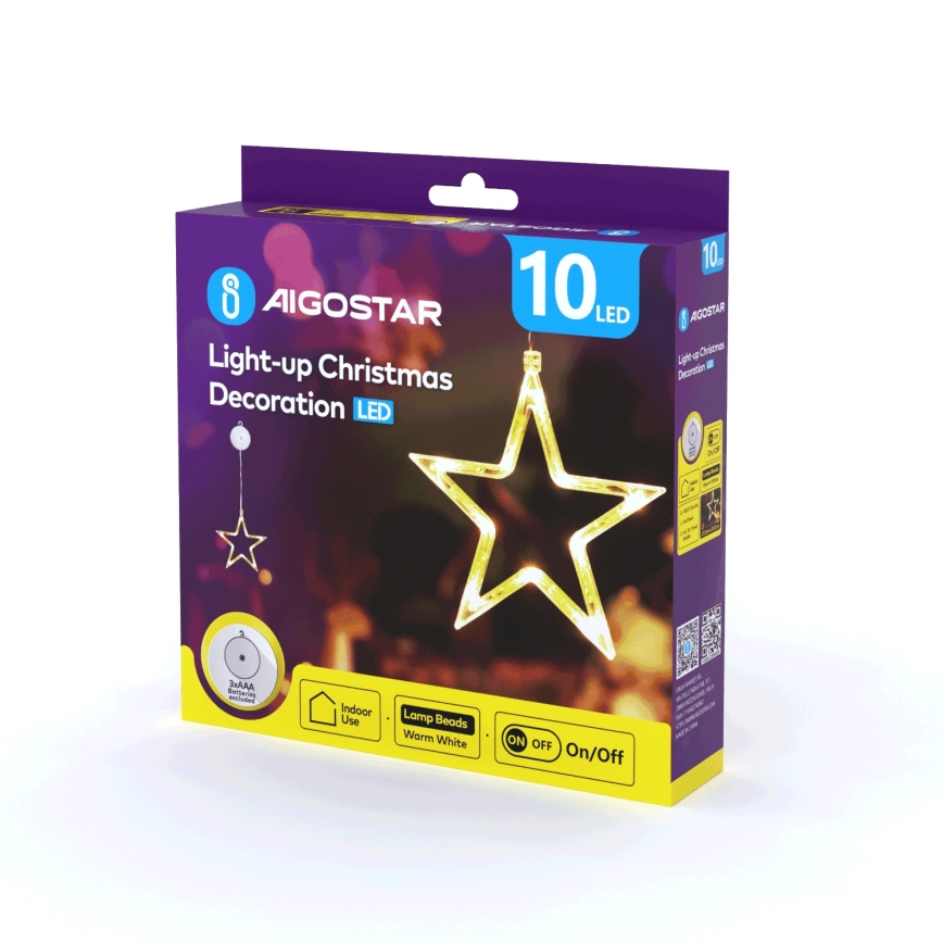 Aigostar - LED kalėdinė dekoracija LED/3xAAA žvaigždė 19cm