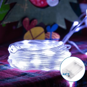 Aigostar - LED kalėdinė girlianda 100xLED/3xAA 10,3m šalta balta
