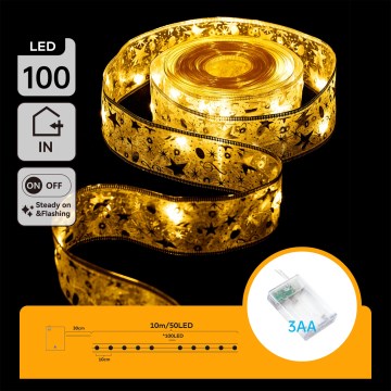 Aigostar - LED kalėdinė girlianda 100xLED/3xAA 10 m šiltai balta, auksinė