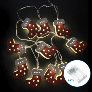 Aigostar - LED kalėdinė girlianda 10xLED/3xAA 1,5 m šiltai balta kojinės