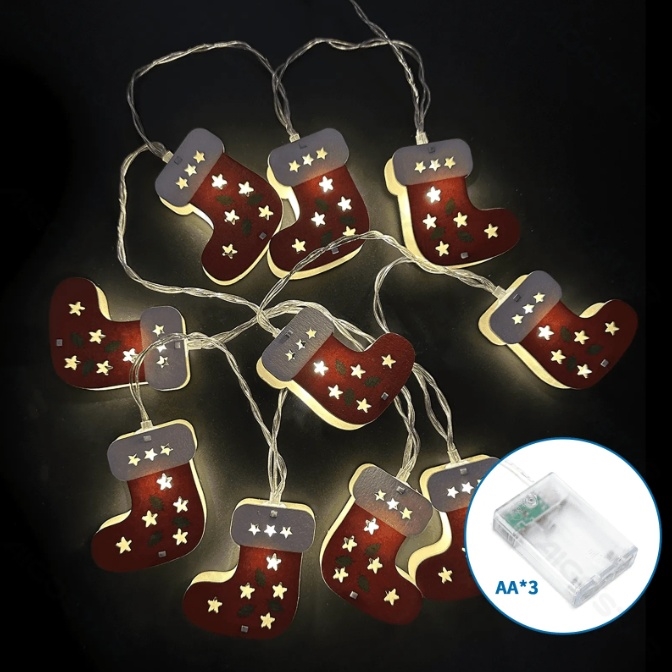 Aigostar - LED kalėdinė girlianda 10xLED/3xAA 1,5 m šiltai balta kojinės