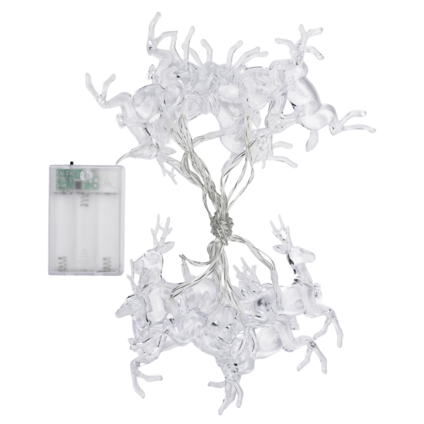 Aigostar - LED kalėdinė girlianda 10xLED/3xAA 1,5m šiltai balta elniukai